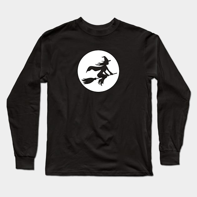 Flying Witch Halloween Long Sleeve T-Shirt by creativecurly